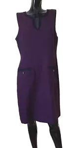 Karl Lagerfeld Paris New Aubergine Purple Black Trim Tweed Shift Dress US12 UK16 - Picture 1 of 17