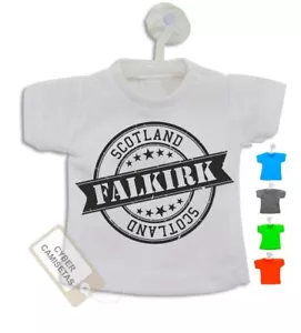 Falkirk T-Shirt Mini Falkirk Scotland UK Stamp Hanger Suction Cup Car Truck Van - Picture 1 of 4