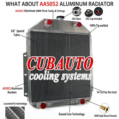 Radiador de aluminio de 3 filas para camioneta Ford F1 F2 F3 1942-52 configuración de cabeza plana Foto 1 de 4