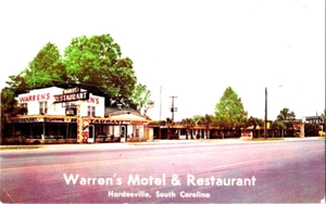 Tarjeta postal Hardeeville South Carolina Warren's Motel & Restaurant a48 - Imagen 1 de 2