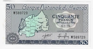 1976 Rwanda 50 Francs P-7c Unc - Picture 1 of 2