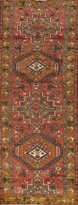 Vintage Geometric Heriiz Wool 10 ft Runner Rug Hand-knotted Tribal Carpet 3x10 - Picture 1 of 24