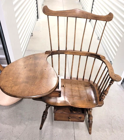 D. R. Dimes Country Writing Arm Comb Back  Windsor chair W/2 Drawers #58 of 200 Cover