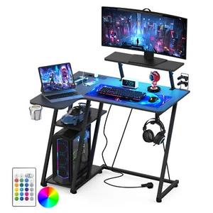 Gaming Schreibtisch mit Monitorablage Gaming Tisch mit Steckdose & USB - Bild 1 von 9