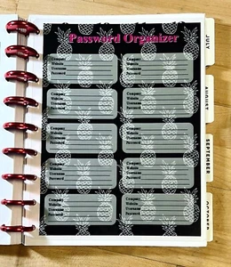 Password Organizer Dashboard Insert for use with Classic Happy Planner- - Picture 1 of 3