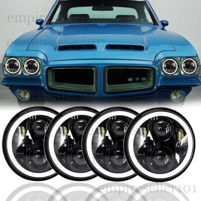 4PCS 5-3/4" 5.75" LED Headlights Hi/Lo Beam DRL For Pontiac LeMans GTO Firebird - Image 1 of 4