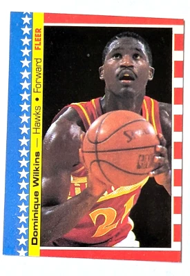 1987-88 Fleer Basketball Stickers-#7 Dominique Wilkins Hawks  HOF - Image 1 of 2