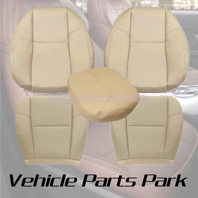 5PCS For 2009-2014 Cadillac Escalade EXT Front Perforated Leather Seat Cover Tan - Image 1 of 4