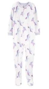 NWT Carters Girls Fleece Footed Sleeper Pajamas unicorns you pick size - Picture 1 of 2
