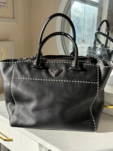 (Used) Authentic Prada Milano original City Calf Twin-Pocket Tote Bag in Black - Picture 1 of 13