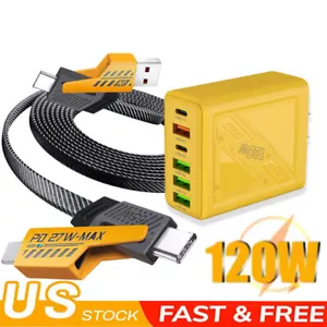 Caricabatteria da parete super veloce 120 W 6 piedi 4 in 1 cavo per Samsung A16 A15 A25 A35 A55 5G - Foto 1 di 20