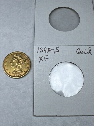 1898 S  $5 LIBERTY HEAD HALF EAGLE FIVE DOLLAR 90% GOLD US COLLECTIBLE COIN XF Cover