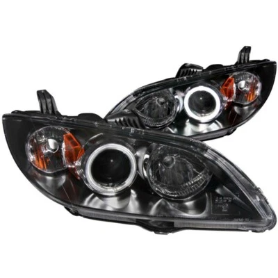 Faros proyectores Anzo EE. UU. negros con halo CCFL para Mazda 3 4 puertas 2004-2008 Foto 1 de 2