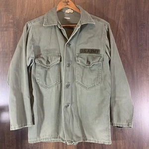 VTG Men's Guaranteed Trooper Fatigues Army Green Military Shirt S 60s Blank - Picture 1 of 13