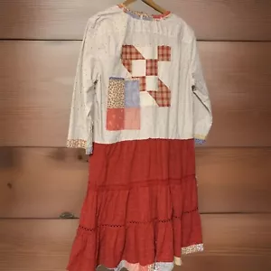 Upcycled Tunic Dress L Boho Festival Lagenlook Art To Wear Boho Eco Vogue 3/4 - Picture 1 of 17