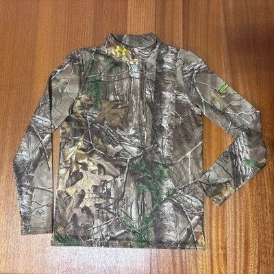 Under Armour ColdGear Mock Neck Realtree Camo Compression Scent Control Youth XL - Image 1 of 4