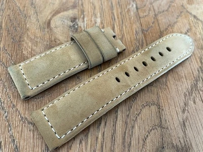 CORREA OFFICINE PANERAI OEM 24mm TAN BECCHIO DE PANTORRILLA PONTE VECCHIO PARA HEBILLA TANG Foto 1 de 3