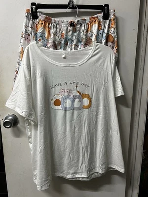 NOVO 2 peças conjunto de regata e shorts para dormir gato 1X 2X 18/20 Pj - Imagem 1 de 4