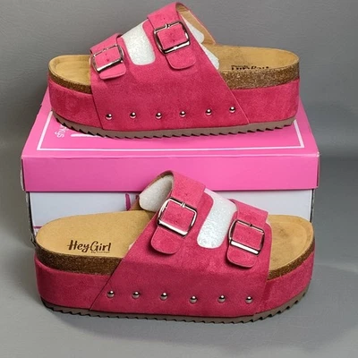 Hey Girl Corky's Wannabe Platform Buckle Strap Sandals in Fuchsia Pink NEW Sz 10 - Image 1 of 4