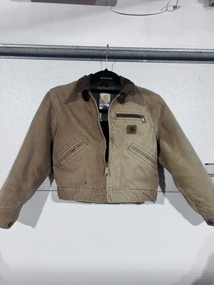 Carhartt Detroit Jacket Youth 8 Brown Duck Canvas Blanket Lined Made USA J97 - Image 1 of 4