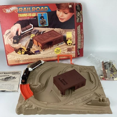 Hot Wheels Railroad Trains-To-Go with Box Mattel 1985 Vintage 80s Toy Rare - Image 1 of 4