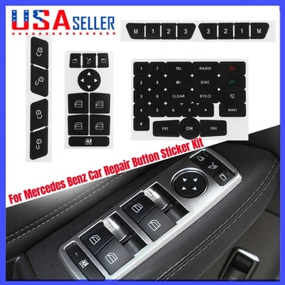 For Mercedes Car Repair Button Sticker Kit Door Steering A/C Window Radio Benz - Image 1 of 4
