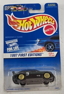 Hot Wheels 1997 First Editions #516 10/12 Mercedes C-Class Black w/ Gold WSPs - Image 1 of 4