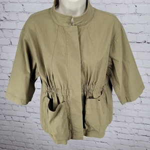SBJ AUSTIN Green Buttoned 3/4 Sleeve Lightweight Jacket USA Made Size 3/4 - Picture 1 of 20