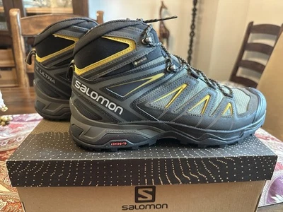 NEW💚Salomon X Ultra 3 MID GTX Hiking boots Mens  10.5  MidTop grey/black/green - Image 1 of 4