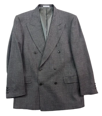 Chaqueta Blazer Abrigo Deportivo De Colección Años 90 Louis Feraud 40R Pata de Gallo Doble Pecho Foto 1 de 4