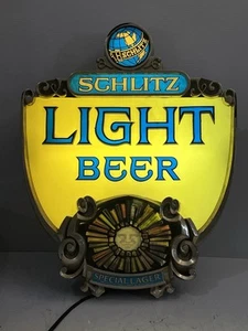 Vintage 1970s Schlitz Light Beer on Tap Light with Motion Sunburst Sign Wall - Picture 1 of 17