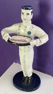 Vintage Coca Cola Waiter Bell Hop Figurine Heavy Painted Cast Iron Collectible - Picture 1 of 6