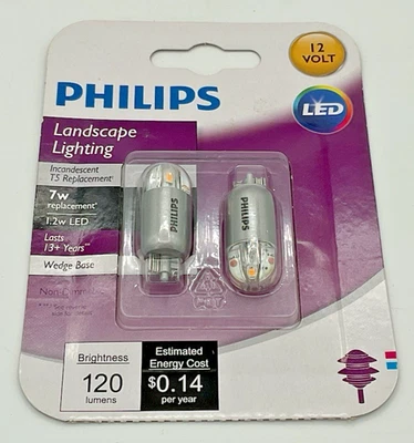 Philips Landscape Lighting 12 Volt LED T5 Replacement Bulb 7W 2 Lamps Wedge Base - Image 1 of 4