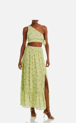 WAYF Women's Chiffon Cut-Out Floral Green Maxi Dress - S - NWT - Image 1 of 4