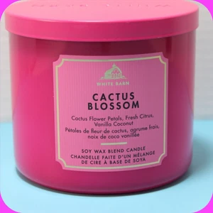 White Barn 3-Wick Candle 14.5oz Cactus Blossom Soy Blend Pink Jar - Picture 1 of 3