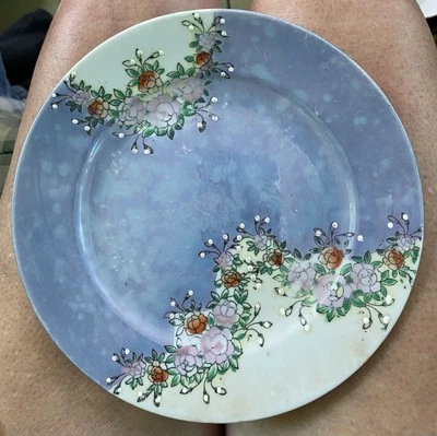 "Plato Bavaria vintage pintado a mano 6"" azul con flor de lavanda Shabby COTTAGE" Foto 1 de 3