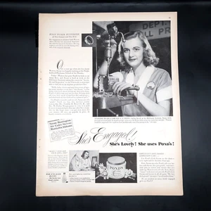 Ponds Cold Cream Advertisement 1940s Cosmetics Original Mid Century WW2 Vintage - Picture 1 of 6