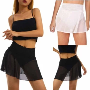 Minifalda plisada acampanada de malla transparente para mujer - Imagen 1 de 15