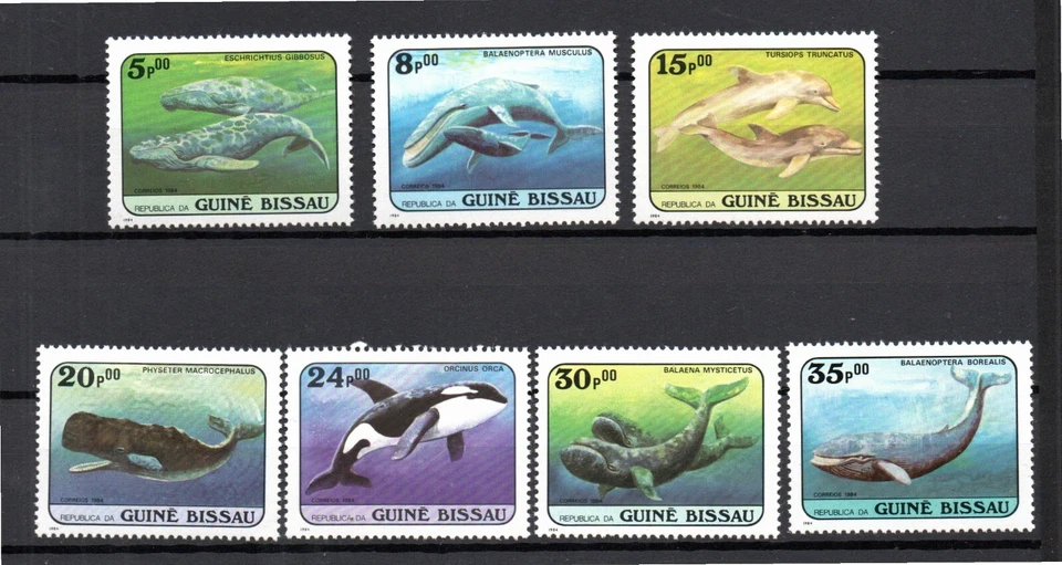 Набор марок Гвинея-Бисау 1984 г. с изображением китов/долин/рыб (Мишель 804/10) как новые без наклеек и следов - Изображение 1 из 1