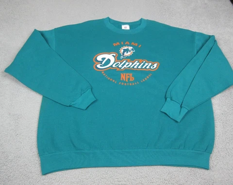 Miami Dolphins Sweater Mens Adult 2XL XXL Green logo Sweatshirt NFL Football Cover