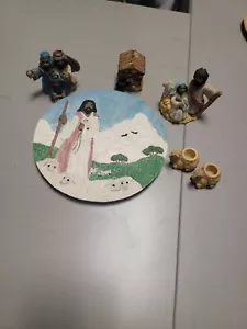 Youngs Inc MANGER BABY JESUS set piatti in resina miniatura - 1995 vintage Camel Mary - Foto 1 di 8
