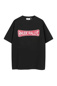 RHUDE Championship Letter Logo Slogan Retro Kurzarm T-Shirt Schwarz - Bild 1 von 14