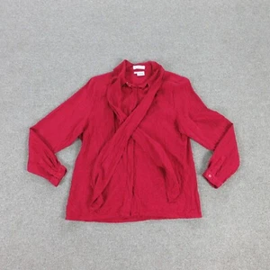 Camisa Talbots Mujer 8 Rojo Seda Manga Larga Abotonada Corbata Bufanda - Imagen 1 de 15