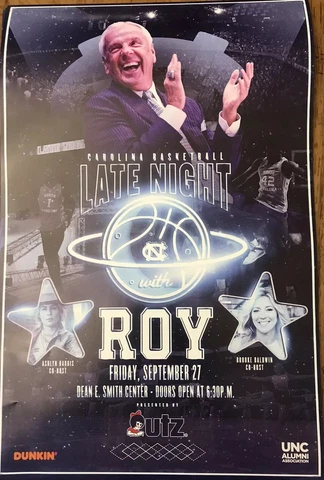 NEW 2019 Late Night with Roy Poster Carolina UNC Tar Heels Basketball Cover