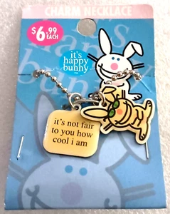 Vintage Happy Bunny "How Cool Am I" Necklace 2005 NOS New MOC - Picture 1 of 3