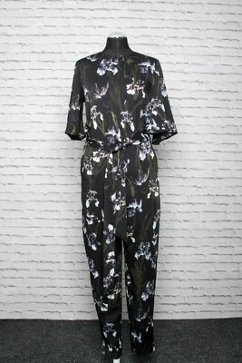 180 K04 H&M  Jumpsuit Overall Gr. 38 schwarz weiß lila grün Kurzarm Einteiler - Bild 1 von 4