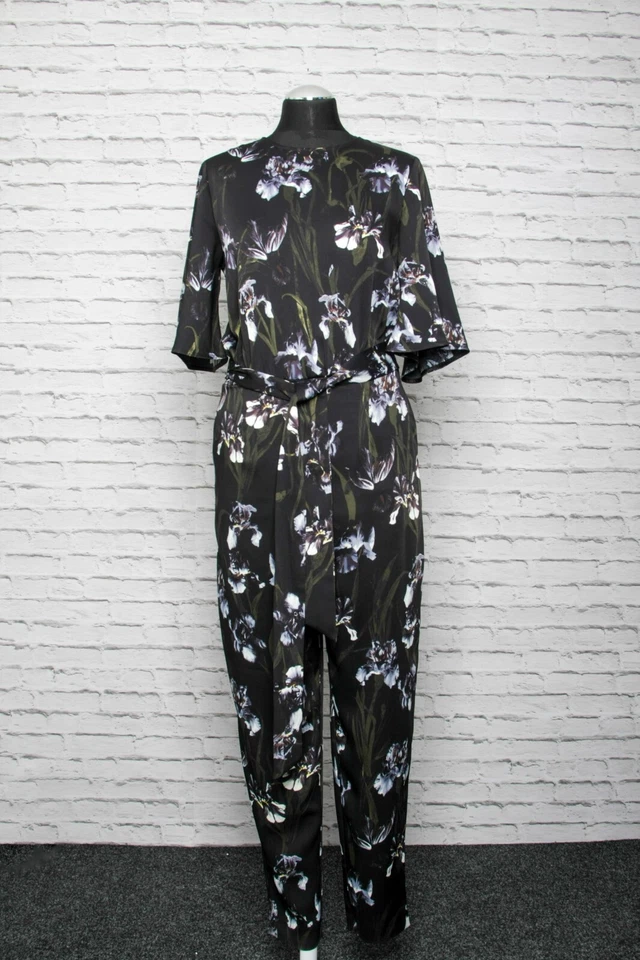180 K04 H&M  Jumpsuit Overall Gr. 38 schwarz weiß lila grün Kurzarm Einteiler - Bild 1 von 4