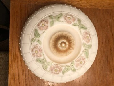 ANTIGA LUMINÁRIA DE TETO DE VIDRO GLOBO SOMBRA FLORAIS CÚPULA VINTAGE - Imagem 1 de 4