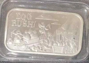 STL Mint 1 Troy Oz .999 Silver Art Bar Bad Hare Day Egg Rush Limited Mintage - Picture 1 of 2