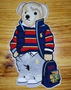 10" chenille iron-on Bookbag Bear patch. Scratchdeez - Picture 1 of 4